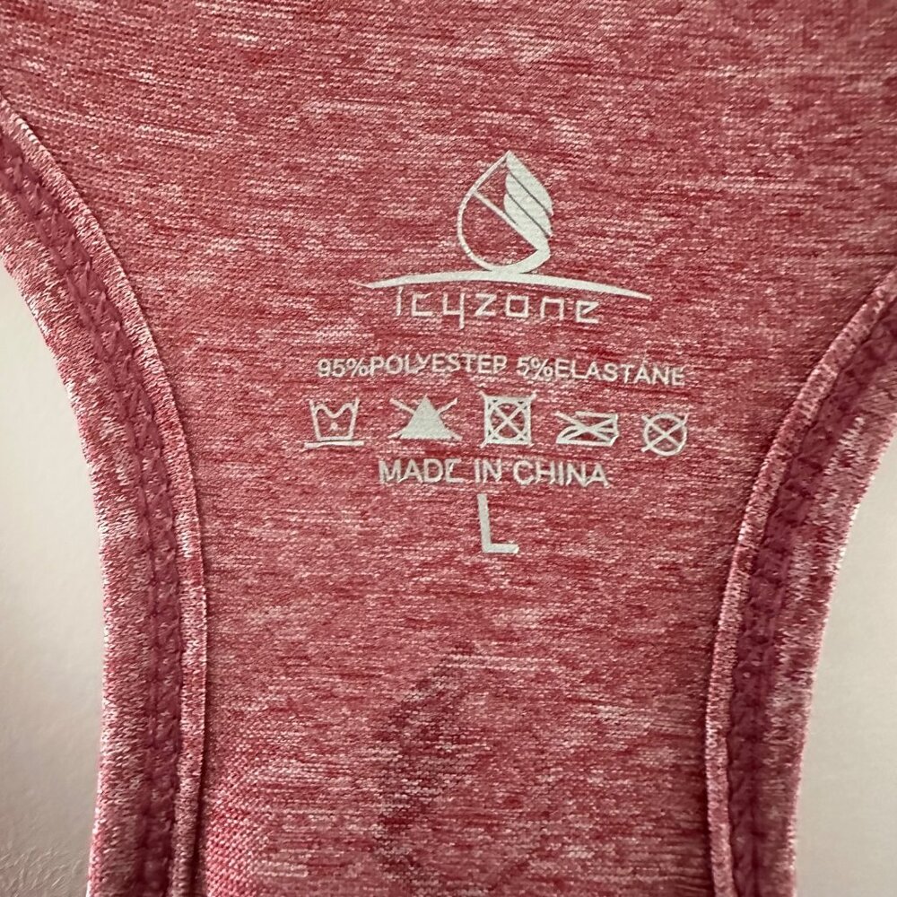 Icyzone Womens Racerback Workout Tank Top L Red Heather 95% Polyester 5% Elastan - Picture 3 of 5